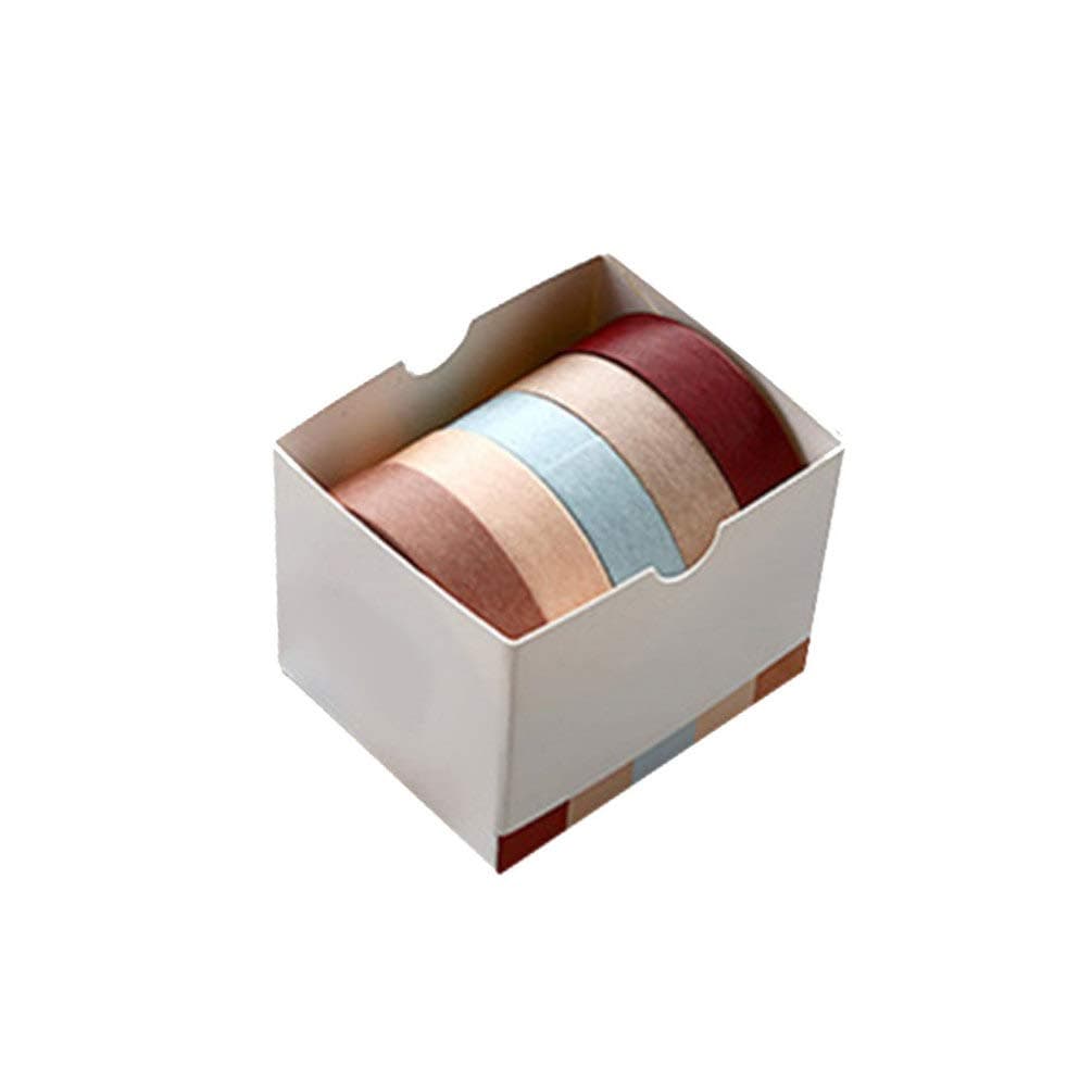 Natural Color Washi Masking Tape Sticky Paper Tape for DIY Craft Gift Wrapping Scrapbook 5PCS (Style 7)