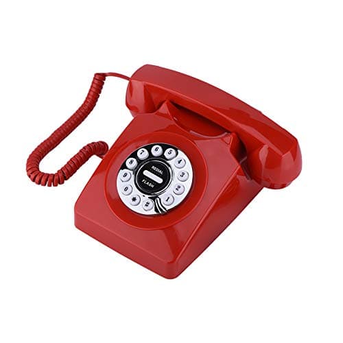 Vintage Antique Telephone with Noise Cancellation for Clear Audio and Number Storage - Retro Cord Telephone in Red (Red)