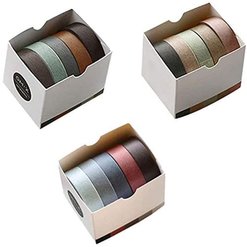 Solid Washi Tapes Solid Colore'd Masking Tape Decorative Sticky Tape for DIY Scrapbooking Crafts Gift Wrapping Packaging 5 Rolls (Patern 2) QiLong