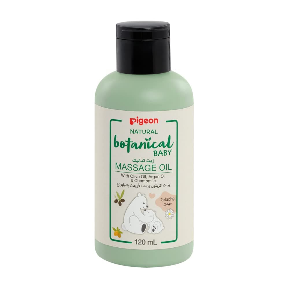Pigeon Natural Botanical Baby Massage Oil, Hypoallergenic, Good for Sensitive Skin, With Jojoba and Chamomile, 120ml