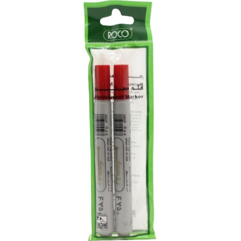 Roco 1-4 mm Chisel Tip Permanent Marker Set 2-Pieces, Red
