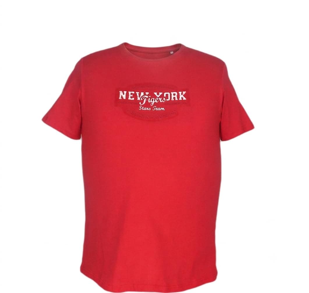 MAX…L MODE X Men's Big Size Crewneck T-Shirt - 100% Premium Cotton, Breathable and Comfortable Casual Short Sleeve Tee, Red - 4070648050 4XL