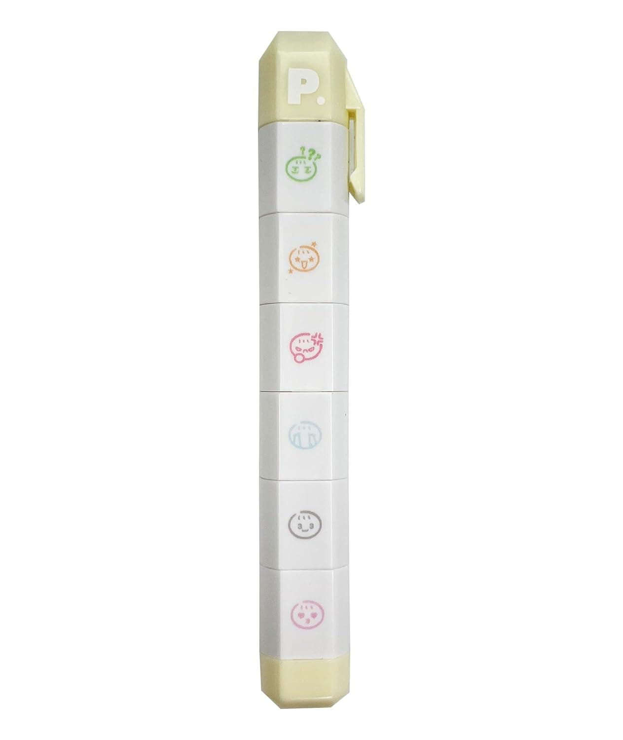 6-in-1 Retractable Pre-Inked Pen Roller Stamp with Emotion Faces – Self-Inking Mood Stamp Includes Angry, Sad Crying, Happy, Heart – Rotatable Detachable Design for Teacher, Planner, Journals, Kids