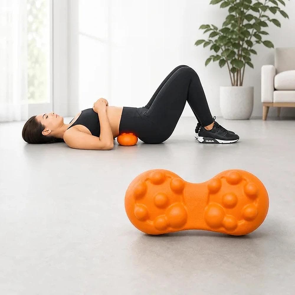Orange Full Body Muscle Relaxation Massage Tool with 14 Trigger Points for Back Shoulder and Lower Waist Support Lumbar Massager