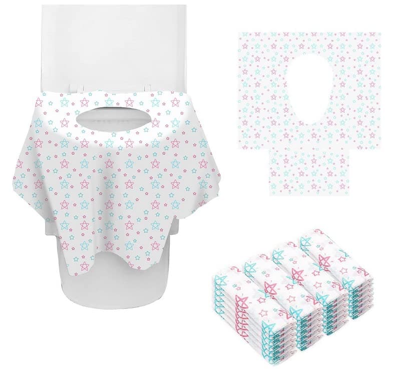 Toilet Seat Covers Disposable -24 Pack XL Training Toilet,Individually Wrapped Waterproof Shields and Road Public Toilet,Non Slip Toddler Training Seat Covers for Kids