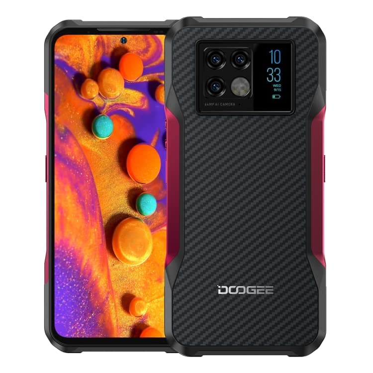 DOOGEE V20 Dual 5G Rugged Phone, 8GB+256GB, 6000mAh Battery, Triple Back Cameras, Side Fingerprint, 6.43 inch Android 11.0, Dual 5G, NFC, OTG, Wireless Charging (Wine Red)
