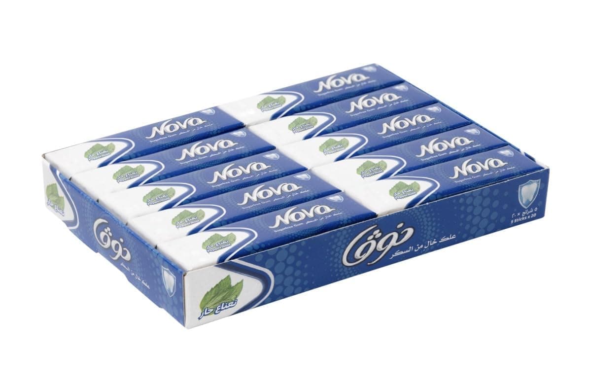 Nova Bubble Gum Chewing Gum Peppermint 5 Stick , 230 g - Pack of 1