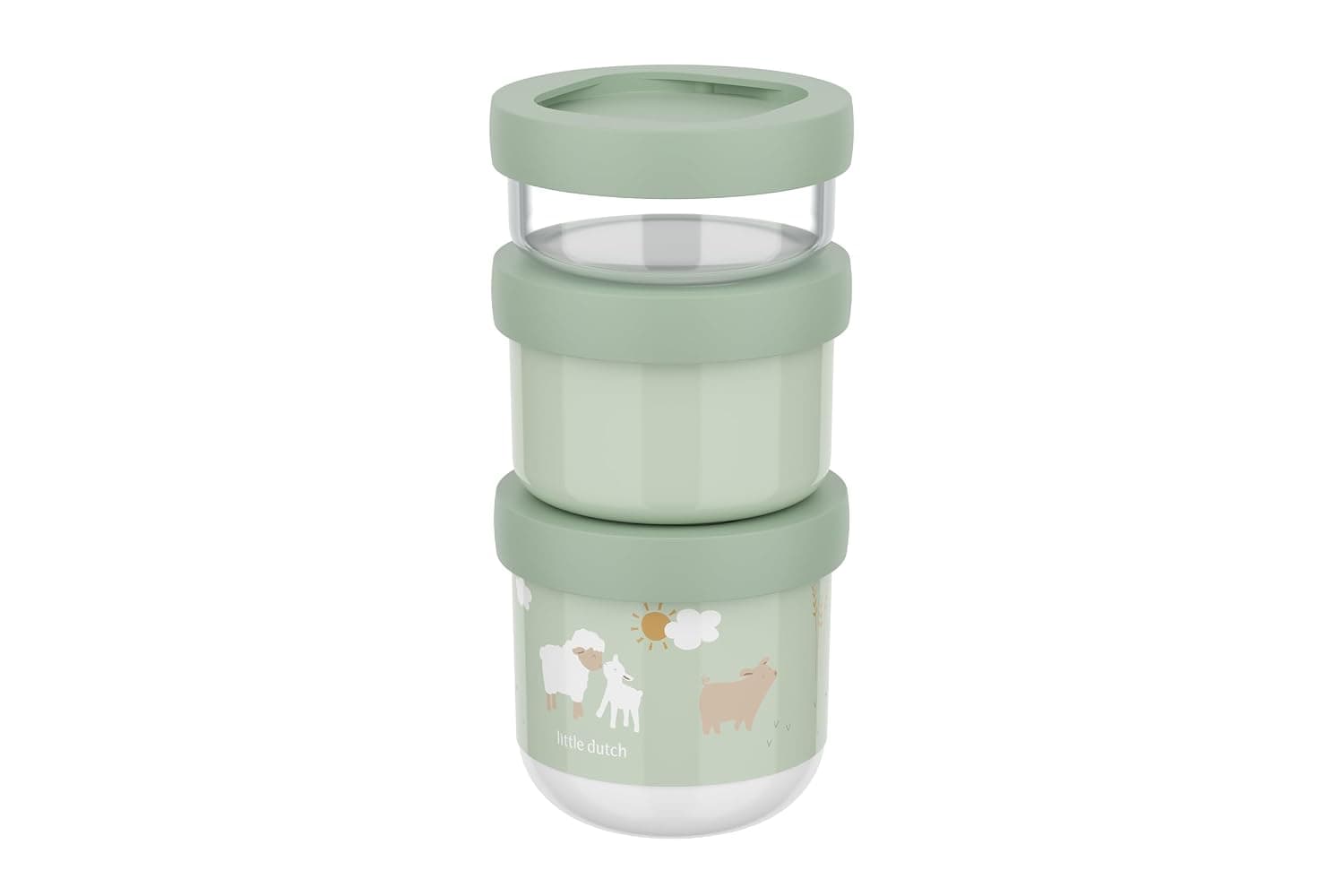 Mepal - Snack box stackable 3-piece Mio Little Dutch - Stacking as needed - Microwave and freezer safe - Leak-proof - Dishwasher safe - 100 + 175 + 275 ml - Little Farm
