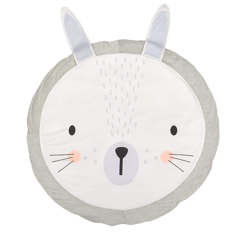 Round Rug Cartoon Animal Carpet,Baby Cotton Crawling Mats Game Blanket Floor Play Mat for Bedroom Living Room Children's Room Decoration (86×84cm,Rabbit)