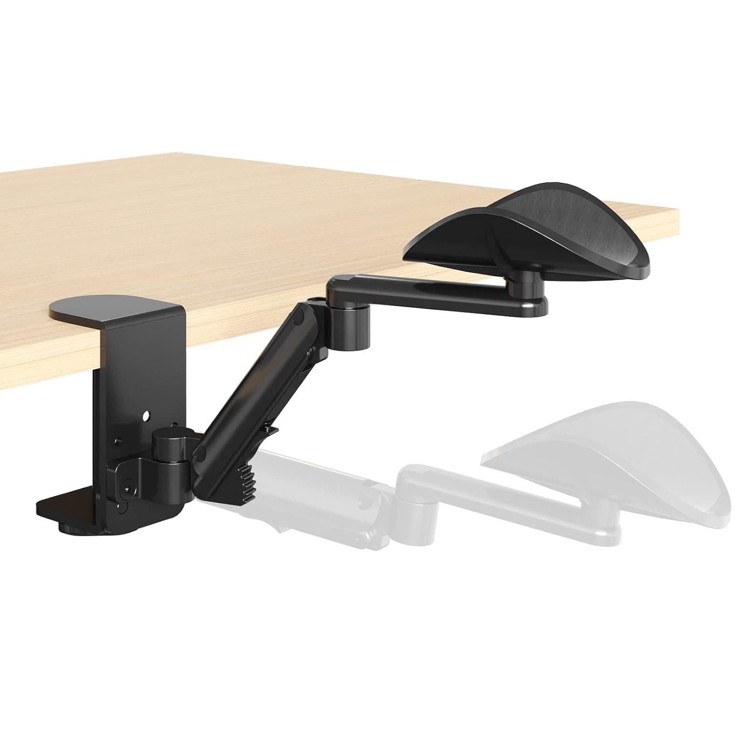 JOY worker Universal Clamp-on Adjustable Arm Rest, Ergonomic 360° Rotating Elbow Rest Pad for Desk, 6-Level Height Desk Arm Support for Thicker Desktop, Left/Right Hand, Black | 6-Level Height Adjustable Arm Support, for 3.7" Thicker Desktop, Left/Right Hand Use, No Assembly, Black