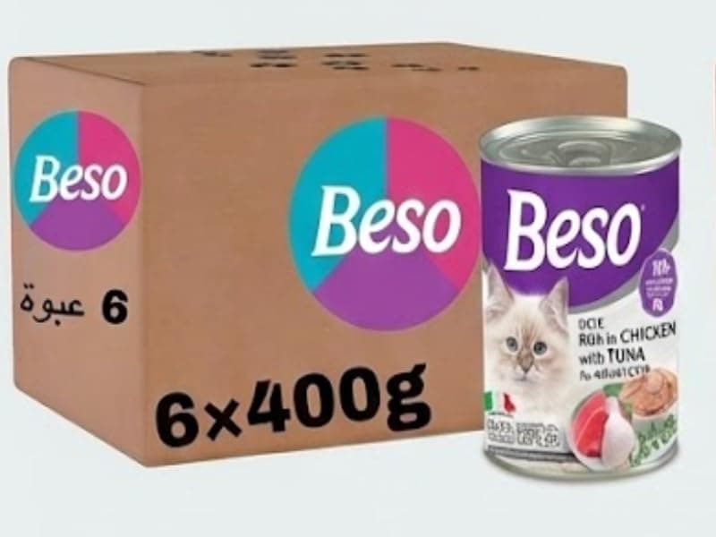 Beso Pate Rich in Chicken & Tuna for Adult Cats 6 x 400g — Premium Natural Wet Food, High Moisture Soft Pâté, Balanced Protein & Fat, Delicious Flavor, Easy Digestion