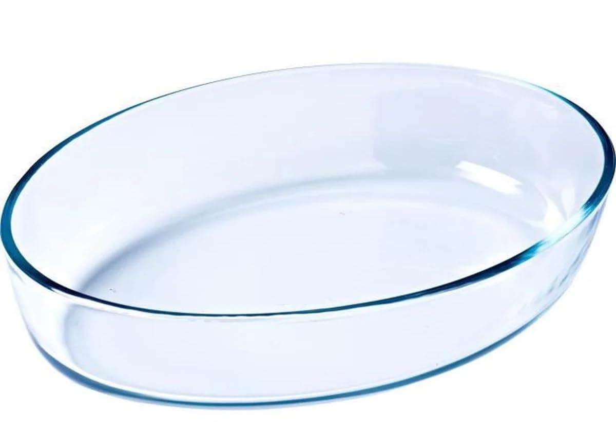 Heat Resistant Glass Oven Trays | Clear Glass Baking Tray Set | Oven & Microwave Safe | Versatile Oven Tray | Glass Roasting Dishes (Oval 2.4 L)