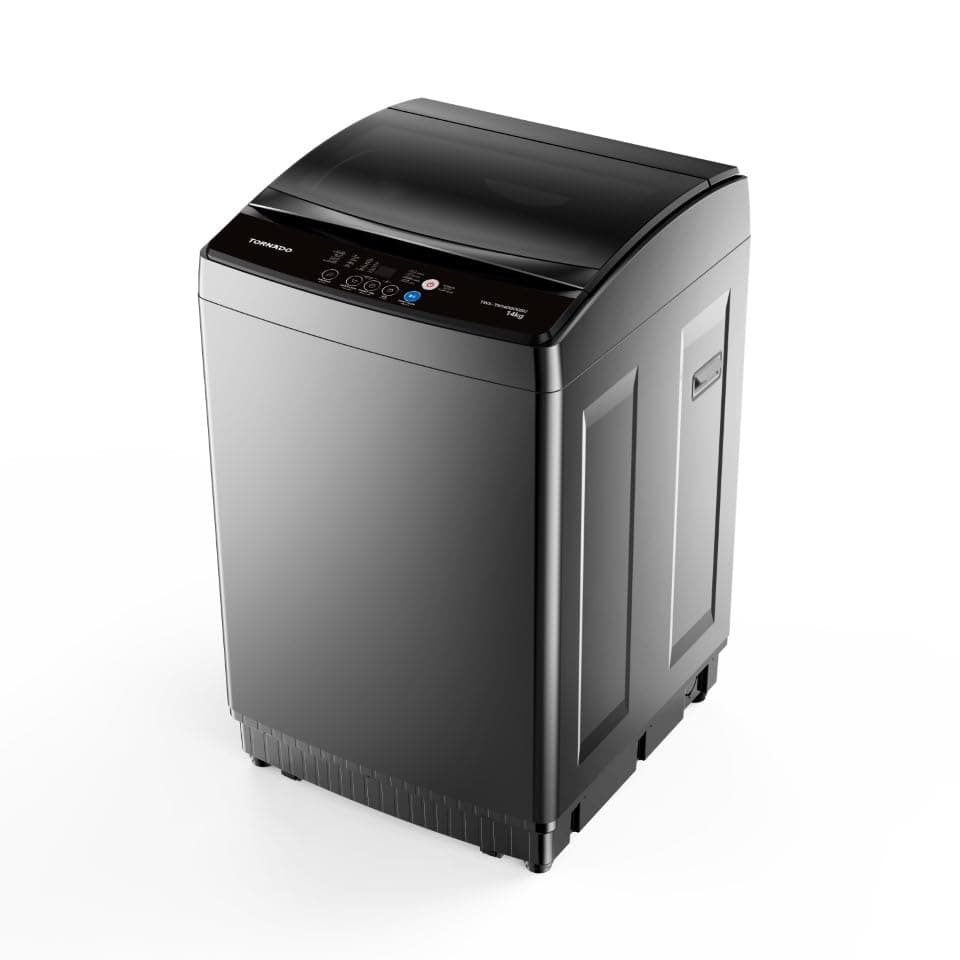 Tornado Top Load Fully Automatic Washing Machine 8kg, Smart Fuzzy Logic Control, Stainless Steel Drum, Quick Wash & Child Safety Lock, Dark Grey, TWX-TN08DGOQSK.