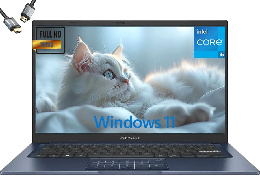ASUS Vivobook 14(2025), 14", FHD Slim Laptop, Intel 13th Core i5-1334U, UHD Graphics, Privacy Camera, Bluetooth5.1, Windows 11 H, Quiet Blue, W/HDMI (16GB RAM | 1TB SSD)
