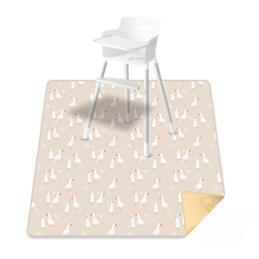 Splat Mat For Under High Chair/Arts/Crafts, Washable Baby Spill Waterproof Non-Slip Floor Splash Mat, Portable Play And Table Cloth (Goose, 43"X 43")