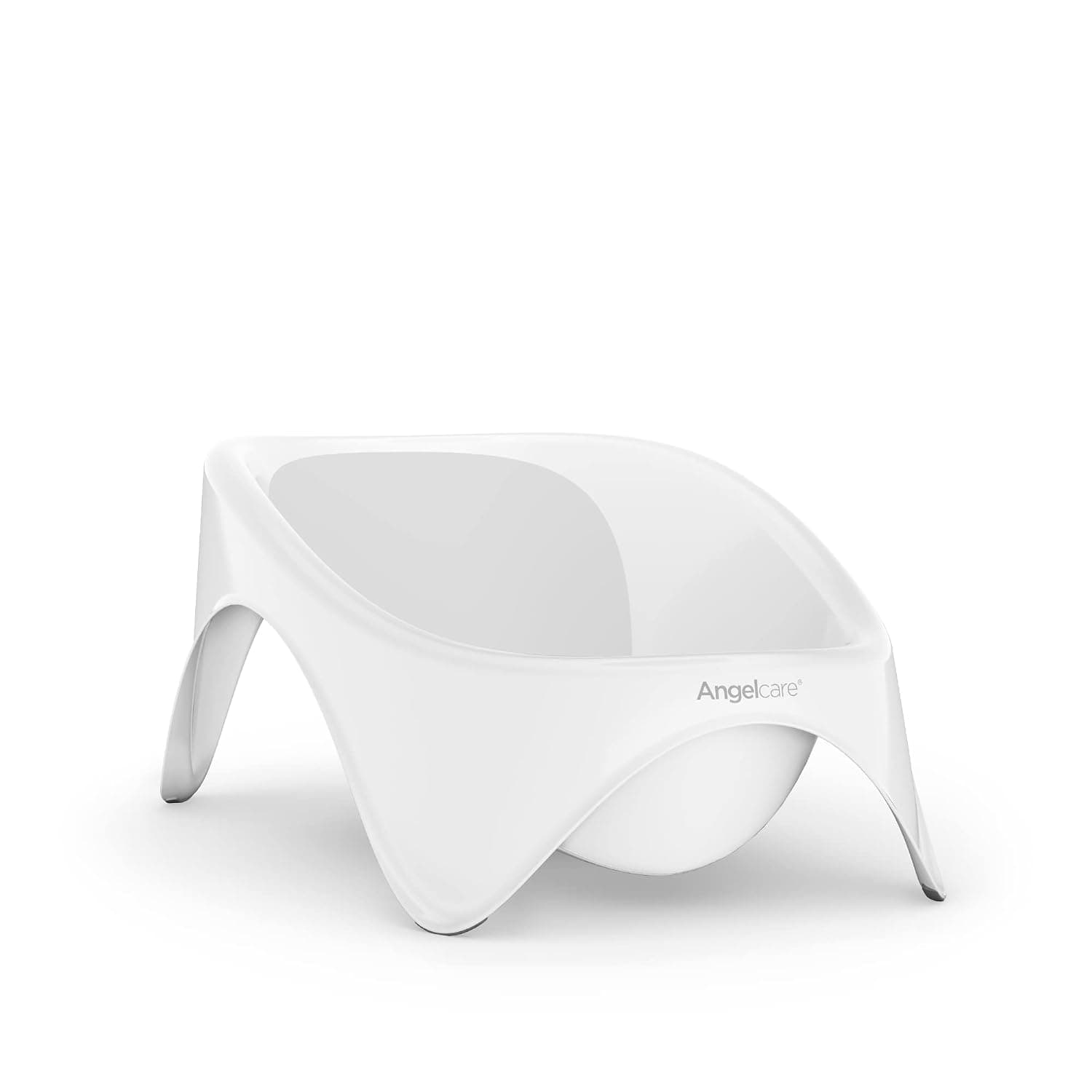 Angelcare 2-in-1 Baby Bathtub with integrated soft-touch support. Hygienic and safe. Minimal water use. Easy to clean, store.