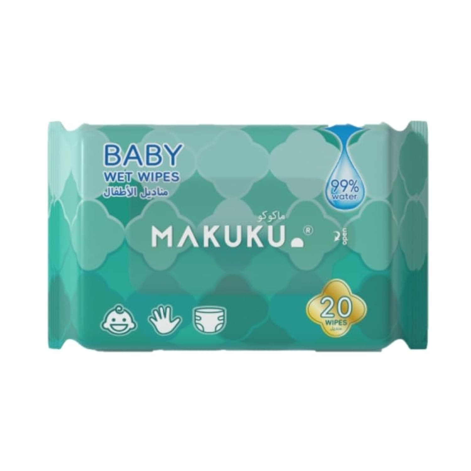 MAKUKU Baby Water Wipes | Unscented and Hypoallergenic | 20 Wet Wipes
