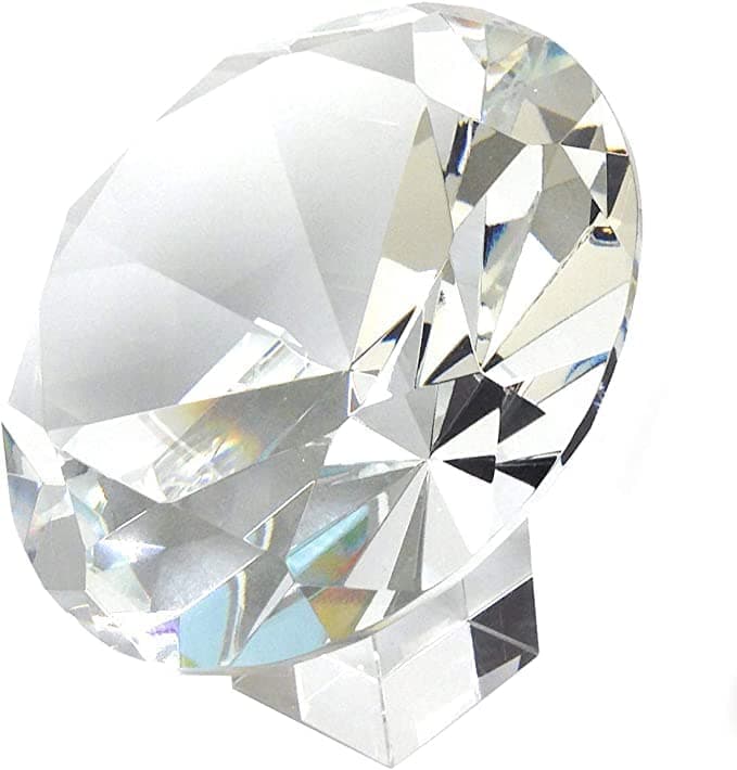 Amlong Crystal Diamond Shape Paperweight 120mm 5 Inch with Crystal Stand and Gift Box