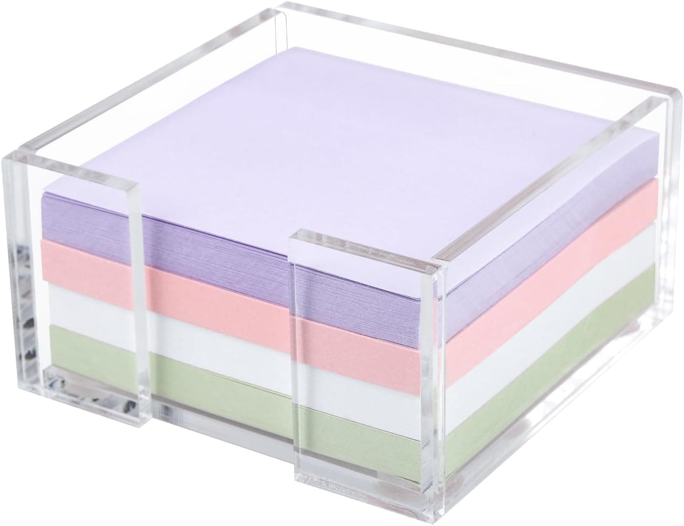 4mm Crystal Clear Acrylic Notepad Holder – 3x3 Inch Sticky Notes Organizer for Office Desk & Dorm Room (Pads Not Included) Notepad Dispenser