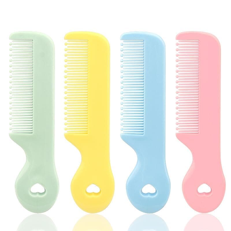 4 Pack Round Colorful Tip Baby Comb, Cute Grooming Brush for Sensitive Scalp, Soft Bristles for Newborn, Infant, Baby, and Kids, Nursery Care Kit