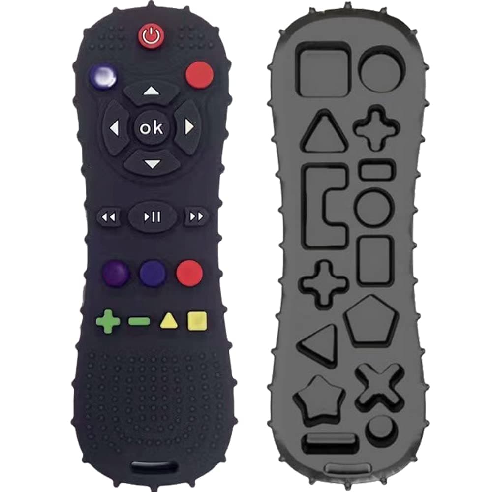Baby Teether Toy Chew Toy for Babies 0-3-6-12-24 Months TV Remote Control Shape Teething Relief Baby Toys for Infants Baby Games Black