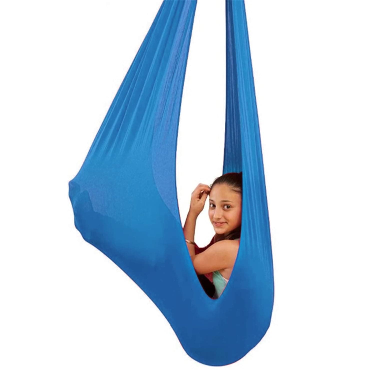 Sensory Swing for adults Indoor kids Therapy Swing Soothing Calming Snuggle Hammock durable soft strong fabric swing Excellent stretchability calming effect (Color : Sky blue, Size : 1M x 2.8M)