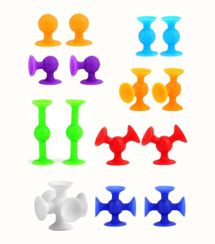 Bath Toys Suction - Connect, Build, Create - Toddler Bath Toys - Hours of Fun & Creativity - Fine Motor Skills - Stimulating Sensory Toys - Non-Mouthable Toy - Textured 15 Pack