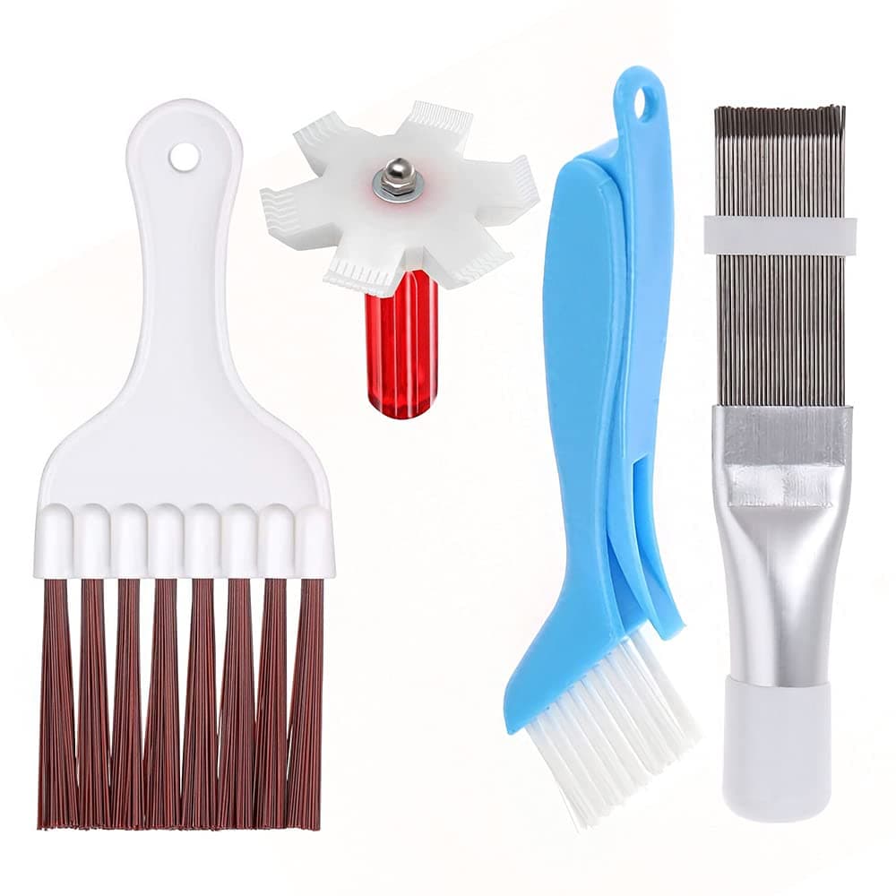 4 قطع من فرشاة تنظيف زعنفة مكيف الهواء المكثف من سينبيك، فرشاة مكثف لفائف مكيف الهواء، مشط زعانف مكيف الهواء، فرشاة تنظيف زعانف الهواء من الستانلس ستيل، ابيض
