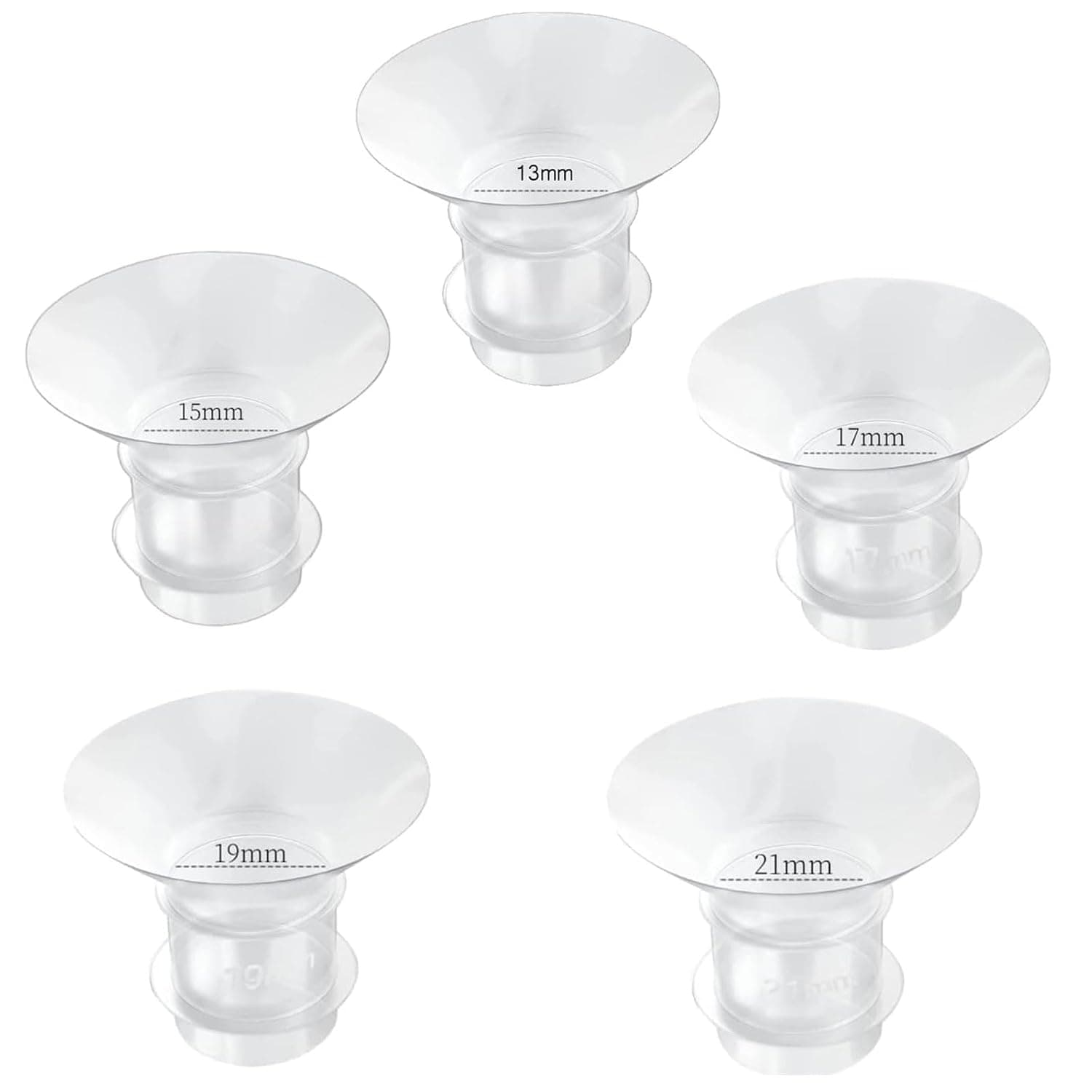LinJie Flange Inserts 13/15/17/19/21mm for Medela,Spectra 24mm Shields/Flanges,Willow Cups.Compatible With S9/S10/S12 Wearable Breast Pump,Reduce Tunnel Down To Correct Size,5PCS