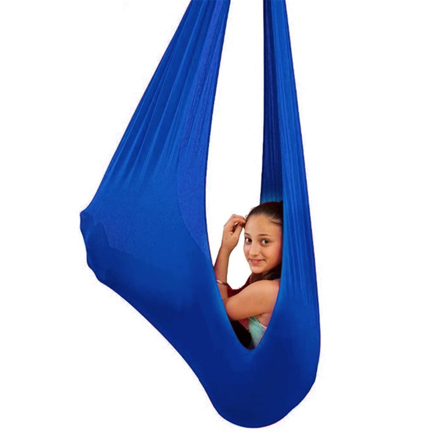 Sensory Swing for adults Indoor kids Therapy Swing Soothing Calming Snuggle Hammock durable soft strong fabric swing Excellent stretchability calming effect (Color : Royal blue, Size : 1.5M x 2.8M)
