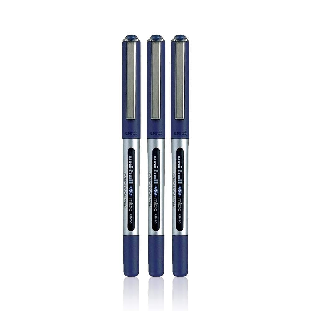 uni-ball 153486287 UB-150 Eye Micro Rollerball Pens, Blue Uni Super Ink.5mm Nib, Package of 3