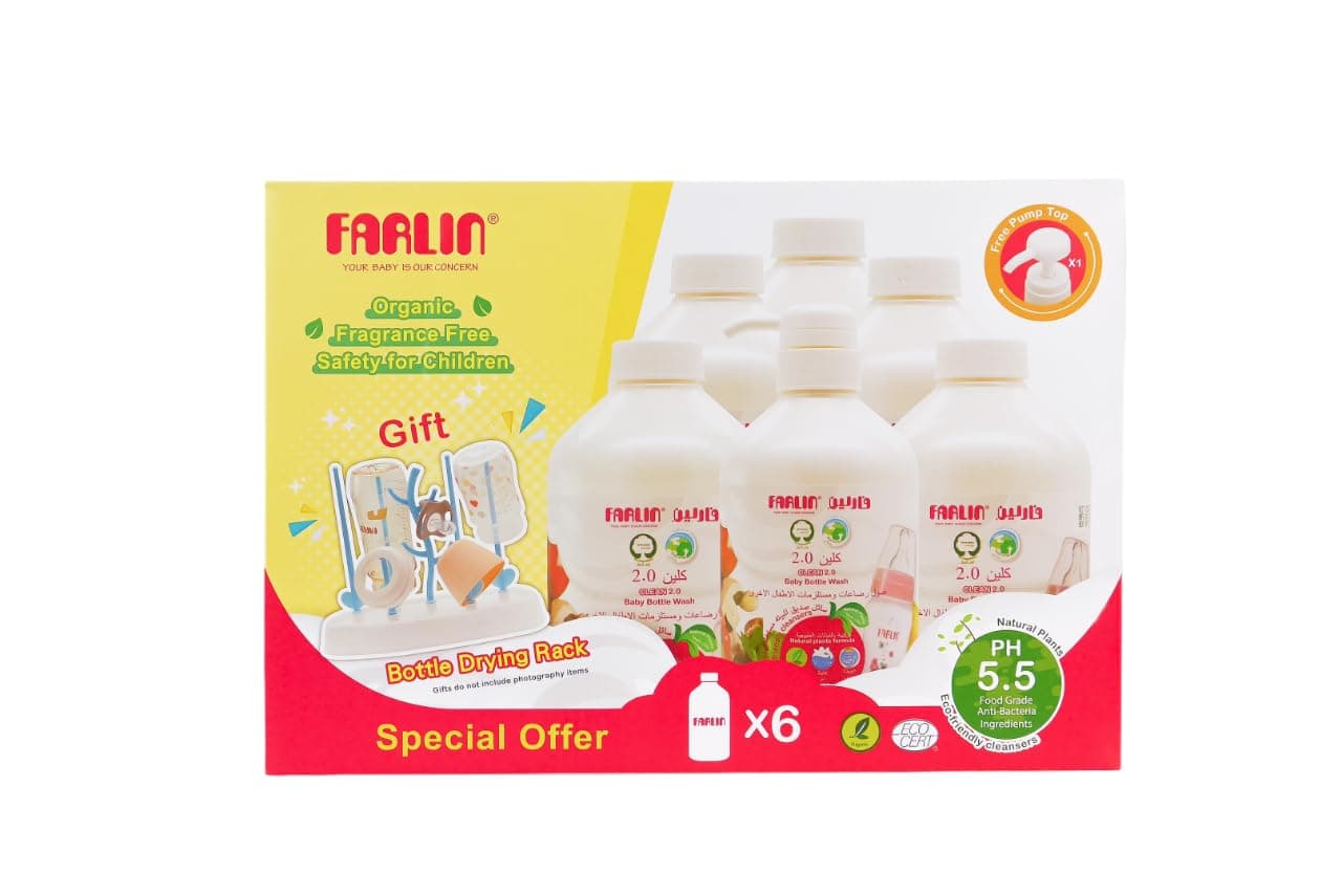 Farlin Eco Friendly Clean 2.0 Baby Bottle Wash Liquid - 700ml - 5+1