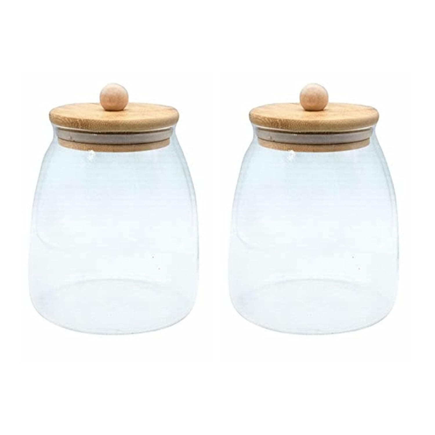 Glass Jar with Airtight Bamboo Lid Coffee Bean Jar Container Storage for Kitchen Storage Candy Bottle 2PCS Glass Jar Set (800mL)