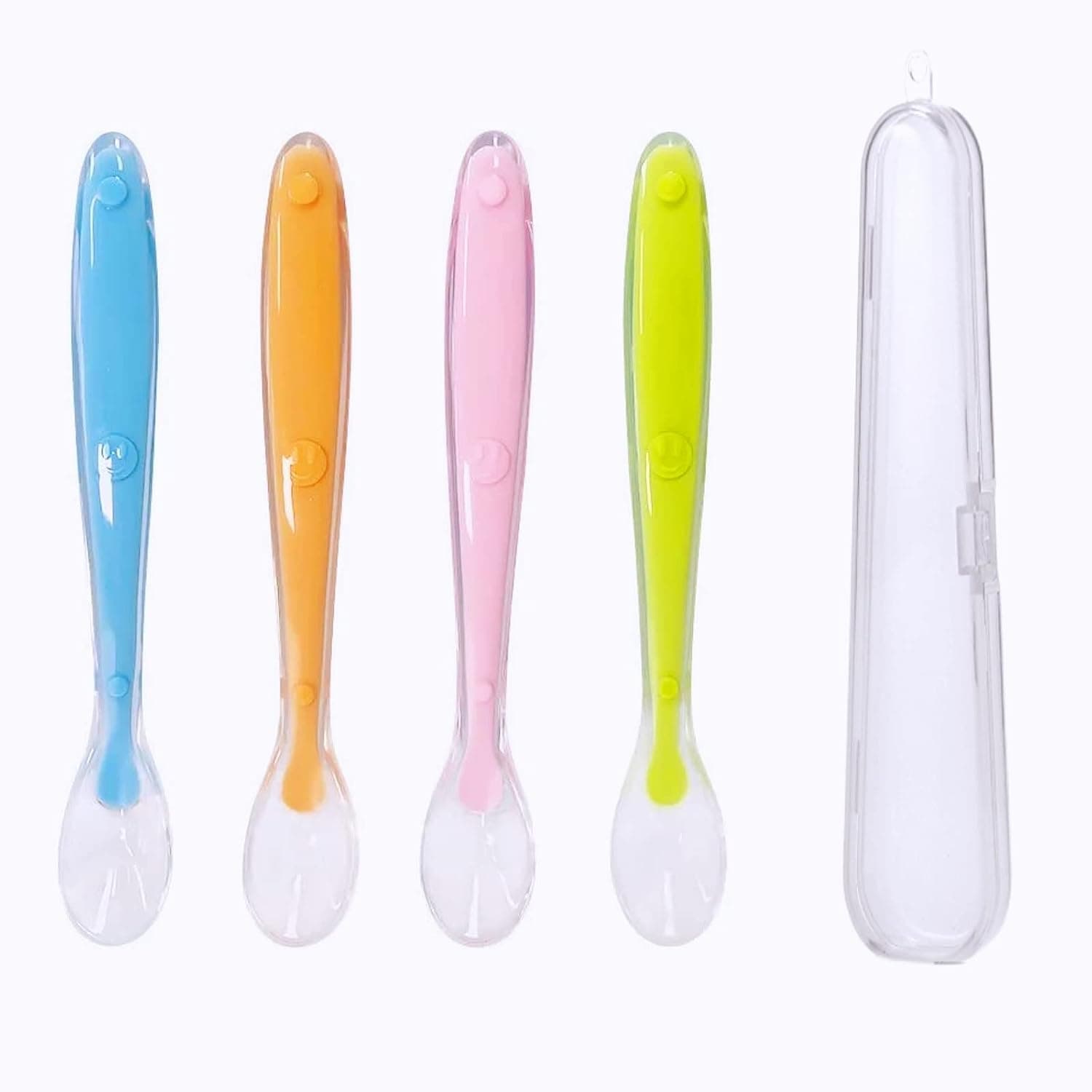 4 Pieces Weaning Spoon、Baby Spoons BPA Free、Baby Silicone Teaspoon、Mom Weaning Teaspoon、With 1 storage box.