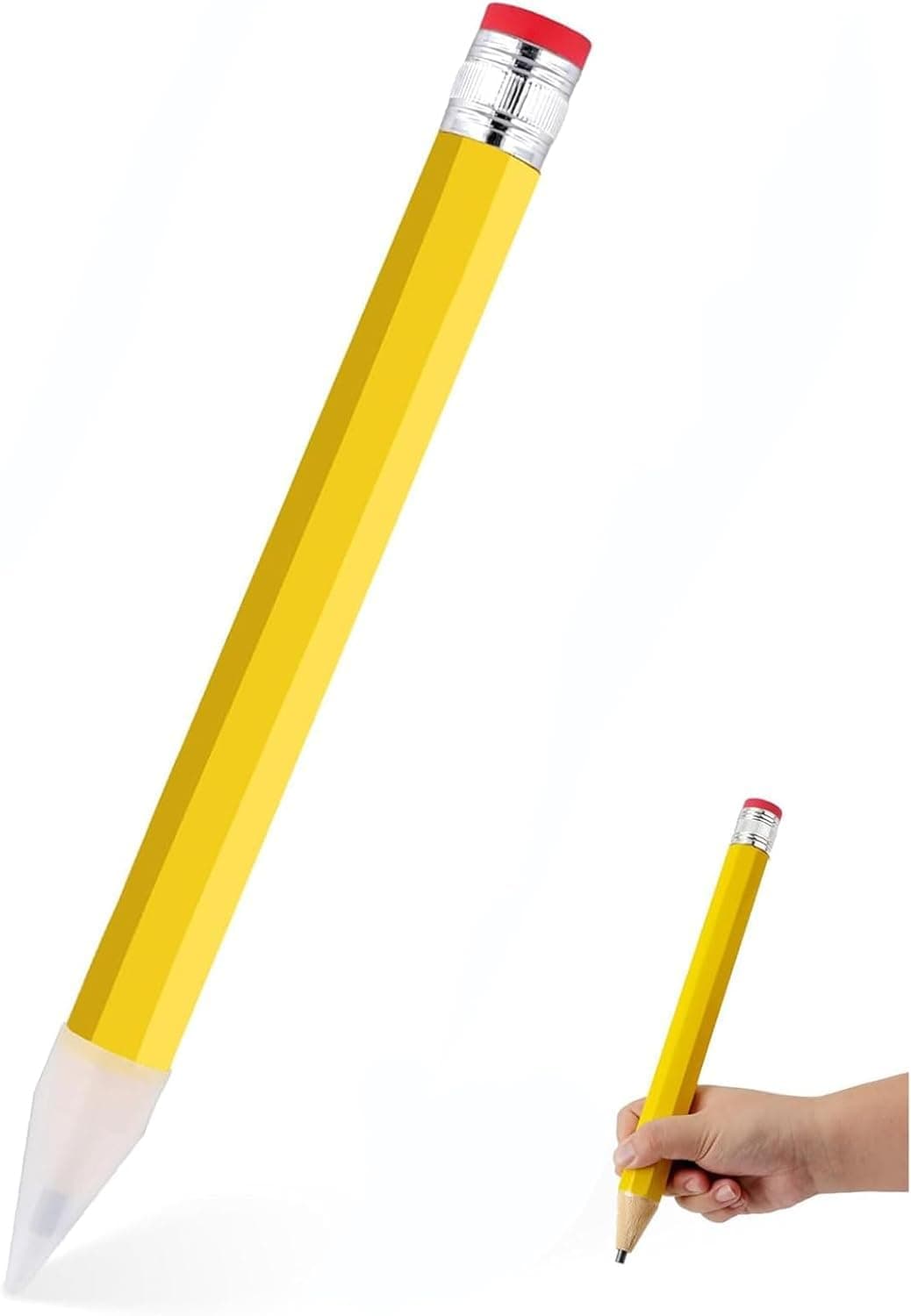 Tazweeq Wooden Jumbo Pencil,Giant Yellow Novelty Writing Tool for Crafts & School,Oversized Desk Decor with Protective Sleeve,Fun Party Prop & Creative Gift (34x3cm)