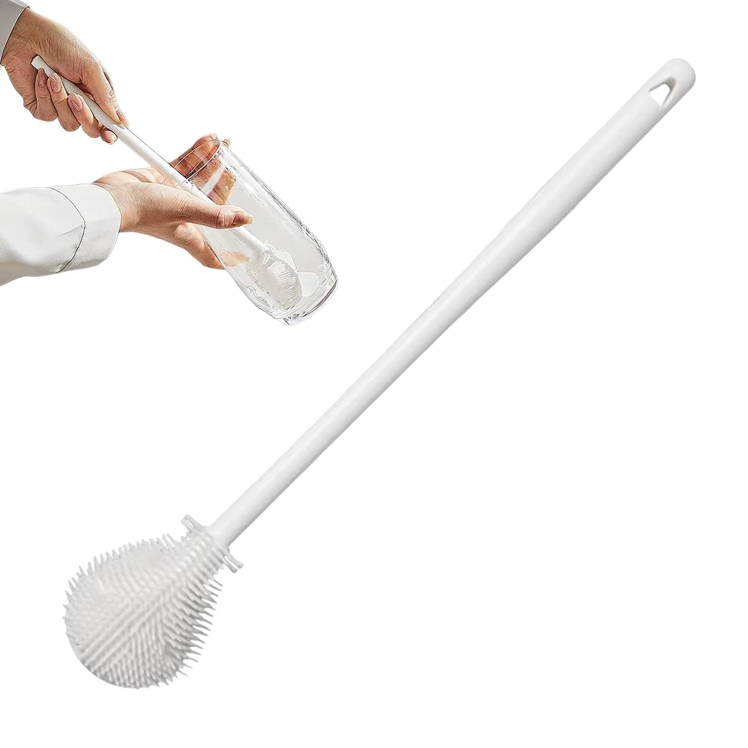 Bottle Cleaning Brush with Long Handle Cleaning Scrubber | Small Narrow Neck Container Brush for Cup Dishes Flask Glassware Tumblers Mug Home Travel Lab Nursery