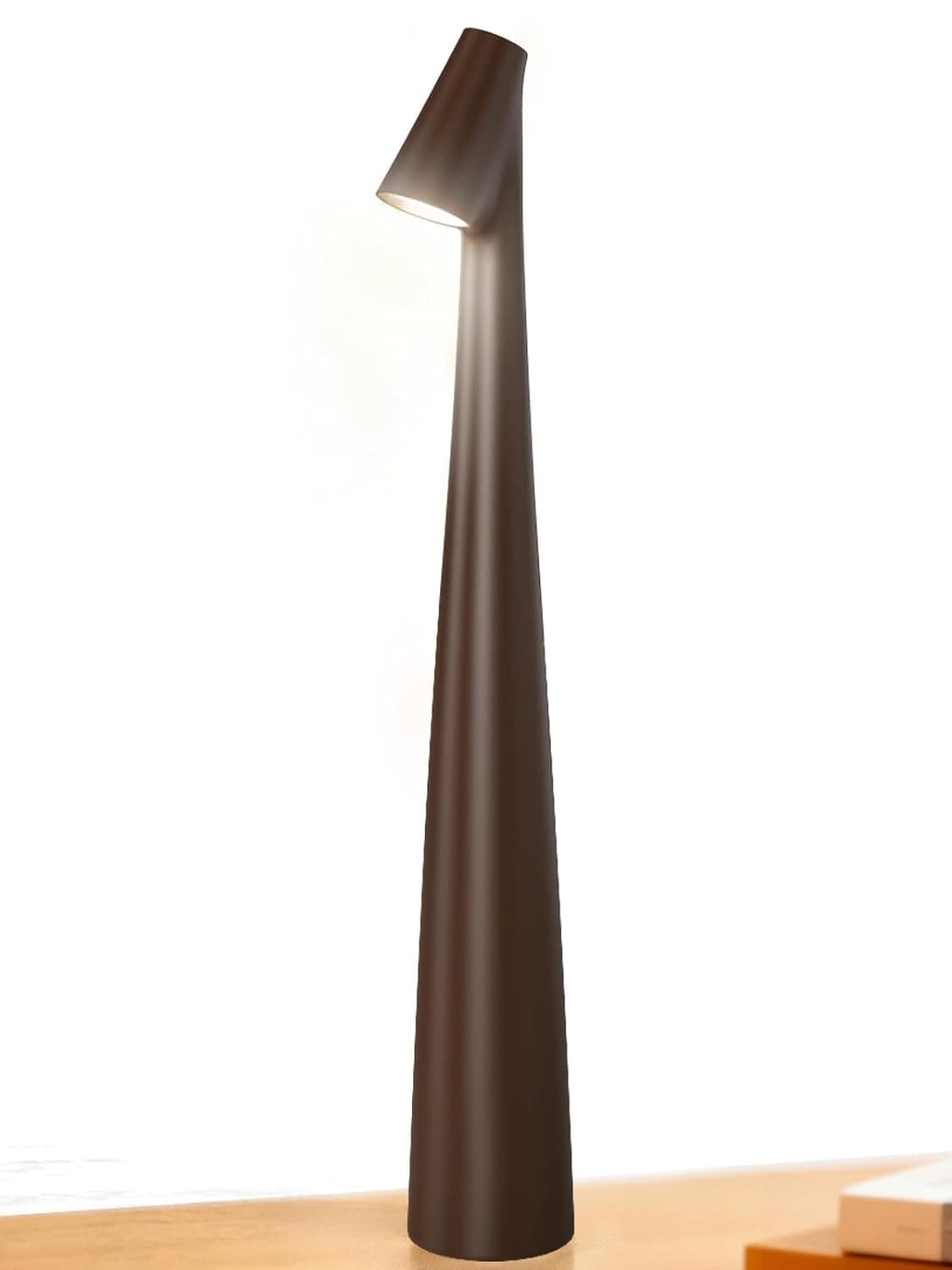 LED Desk Lamp Equipped with Touch Control, Three Colors of Light, Delicate and Modern Design, Suitable for Bedroom, Study Room, Medium Size (Brown, Medium)