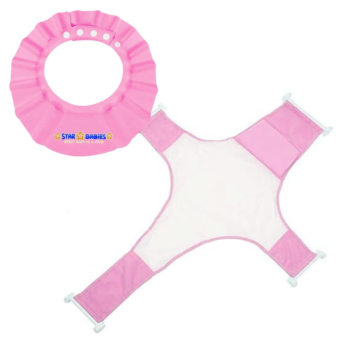 Star Babies - Bath Seat Support Net Bathtub With Kids Shower Cap Free - Buy 1 Get 1 - Pink