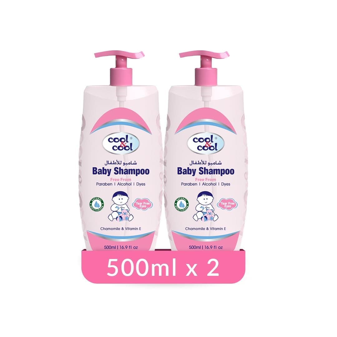 Cool & Cool Baby Shampoo - 500Ml (Pack of 2) Tear Free,Alcohol Free,Paraben-Free,Dye Free,Chamomile & Vitamin-E With Extra Mild Formula-1Litre