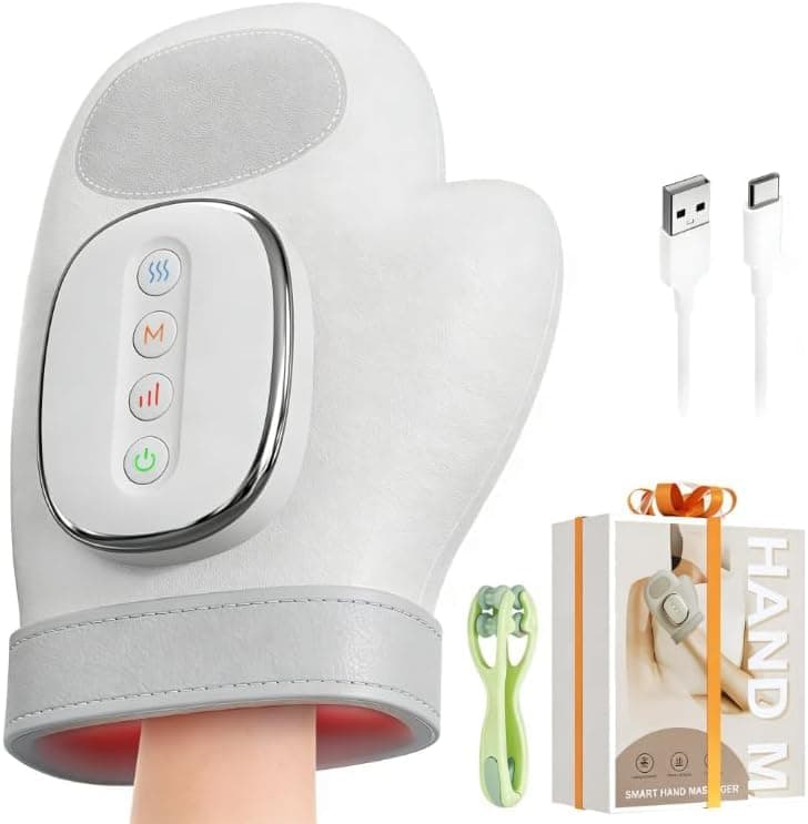 Smart Hand Massager Glove with Heat & Compression, 3 Modes 5 Intensities for Arthritis & Carpal Tunnel Relief, Cordless Portable Therapy for KSA, Ideal Gift