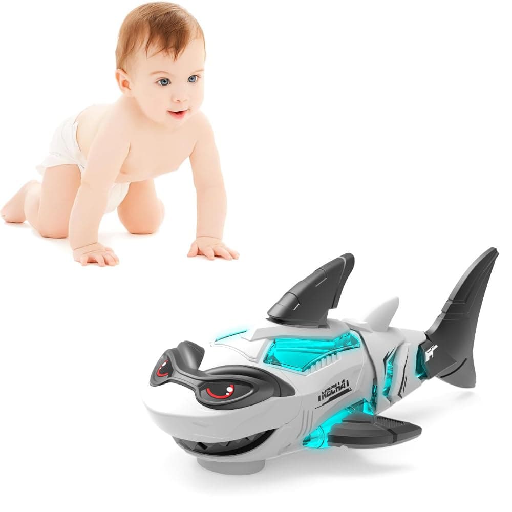 Shark Toys,Crawling Musical Toys with Attractive Led Lights Music and Movable Joints for 6-12 Months Baby Boys Girls Infant 1-3 Toddlers