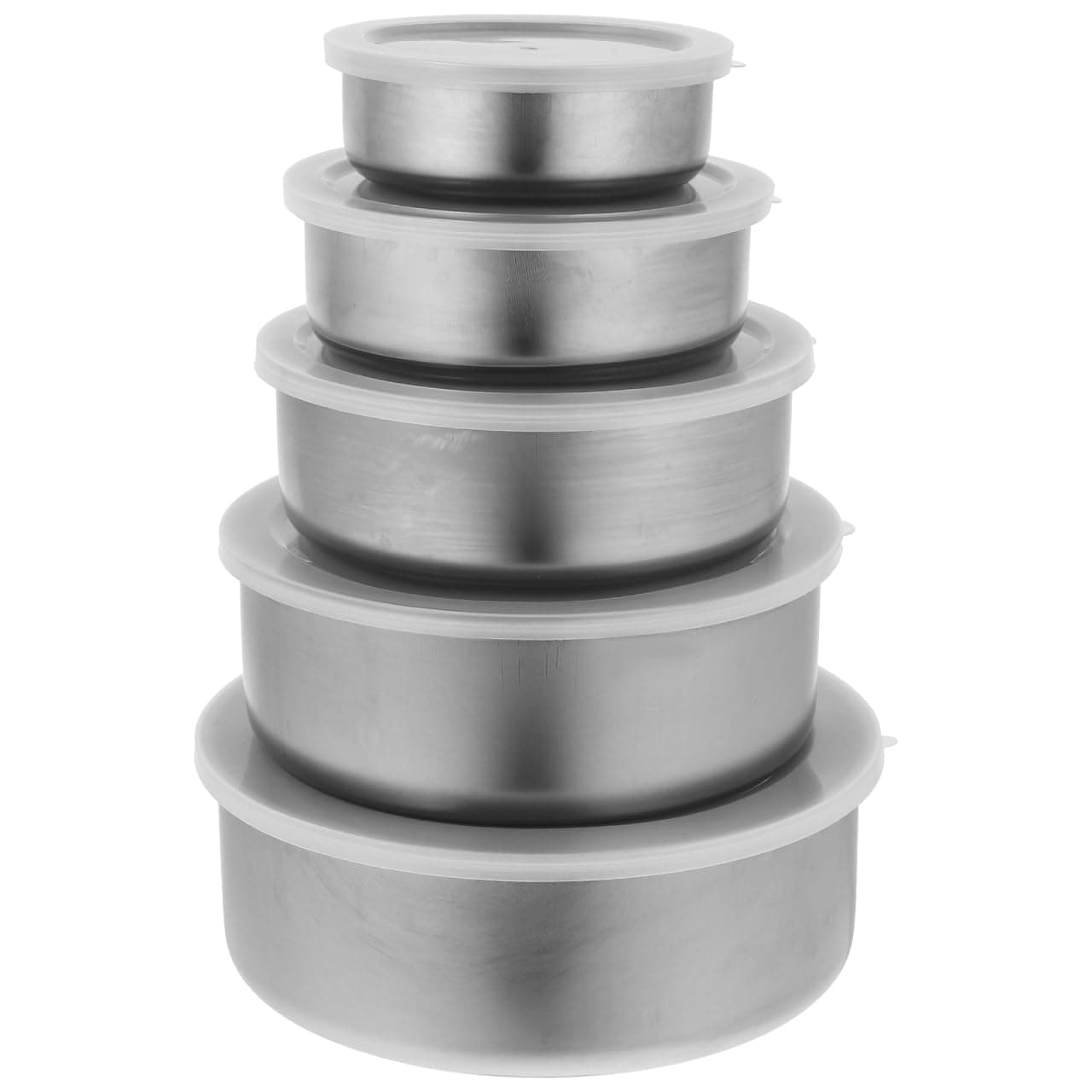 5pcs Box Clear Food Container Stainless Steel Lunch Box for Kitchen Storage Box with Lid Meal Prep Containers Nesting Metal Bowls Stainless Steel Bowls Round Crisper Preservation Box Seal