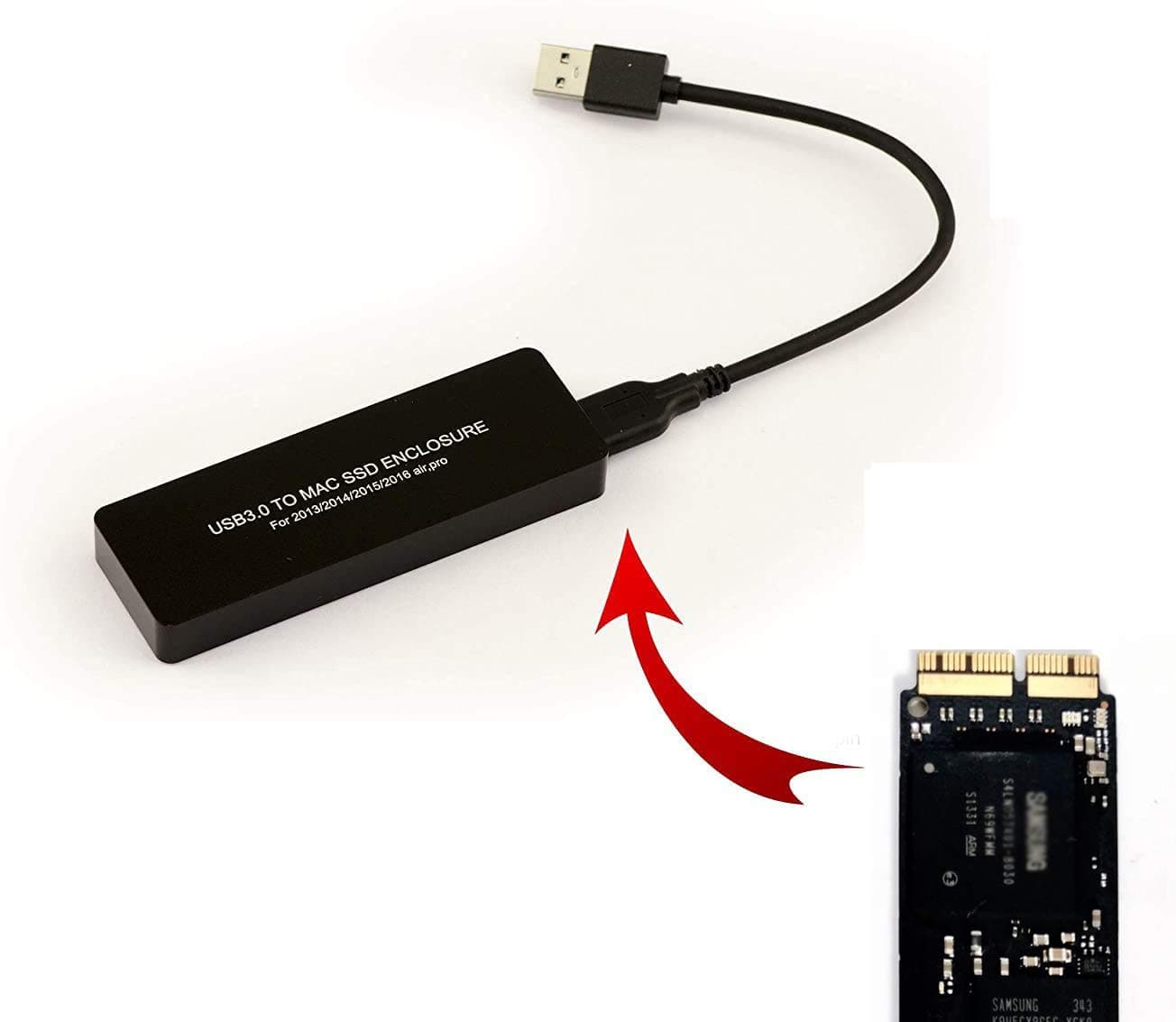 KALEA-INFORMATIQUE Converter Box for MAC 2013/2014 SSD AHCI Type in 12+16 pins to USB 3.0 (USB3 GBps) - MD711 MD712 MD760 MD761 ME864 ME865 ME866 ME293 ME294 ME874 ...