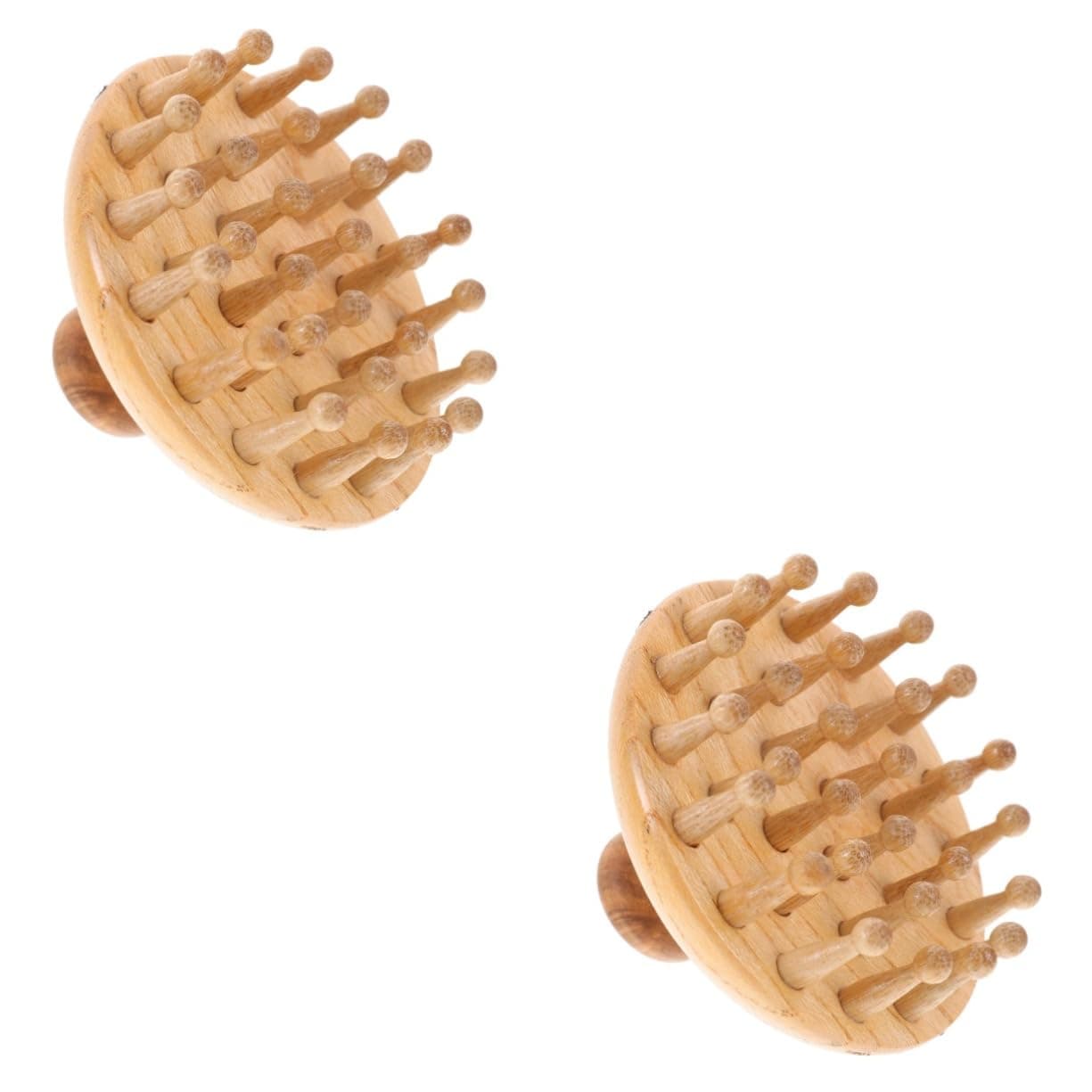 Healvian 2pcs Head Massage Comb Wooden Scalp Comb for Relaxation and Relief Portable Wide Tooth Design for Neck Back and Arm Massage Natural Beechwood Material