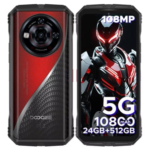 S118 Pro 5G Rugged Phone 6.6'' FHD 120Hz 8GB RAM 512GB ROM 10800mAh Battery Android 14 Cell Phone With NFC (red)