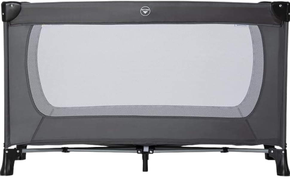 Maas Travel Cot Dream N Play Plus/For Babys And Toddlers From Birth Up To 15 Kg / 120 X 60 cm/Light/Foldable/Compact/Transport Bag Included/Grey