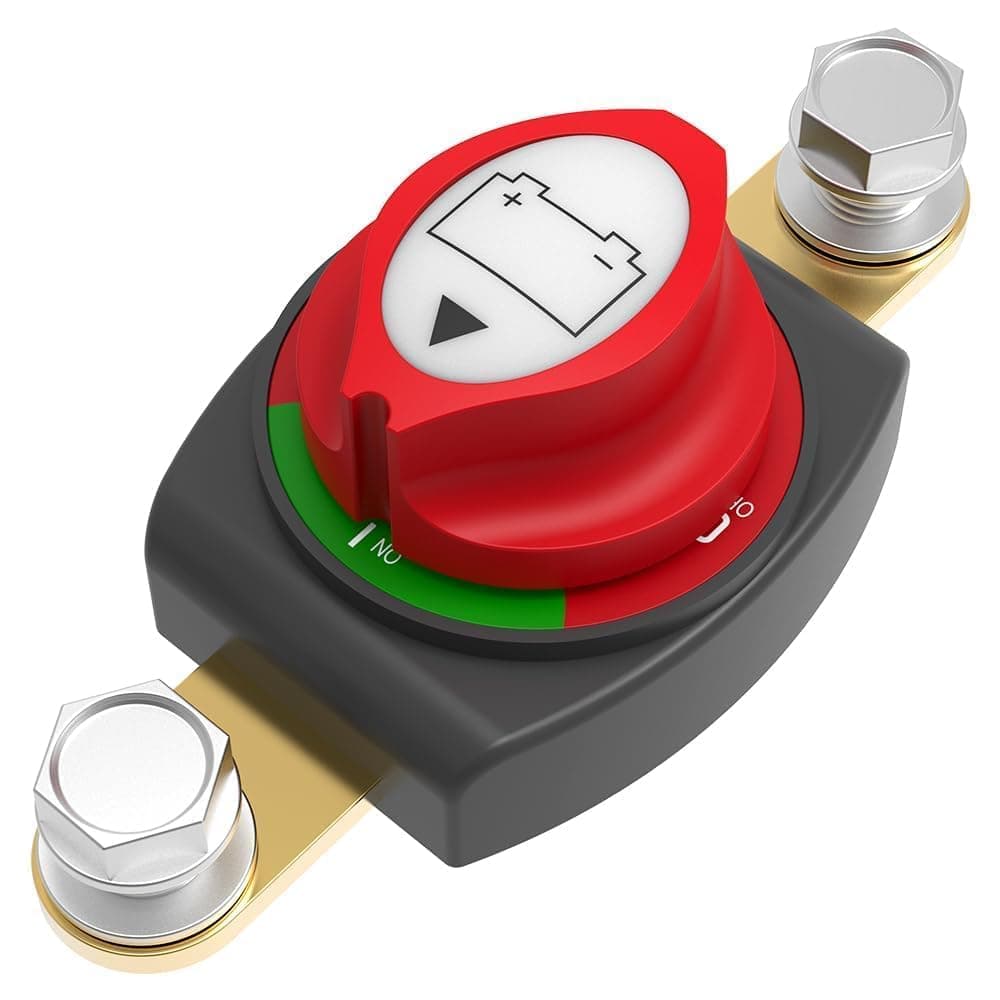 X spring Battery Disconnect Switch, Universal 2 Position Isolator for Automotive Marine Boat RV, Durable Rotary On Off Selector for Vehicle Electrical Systems with Heavy Duty Brass Studs