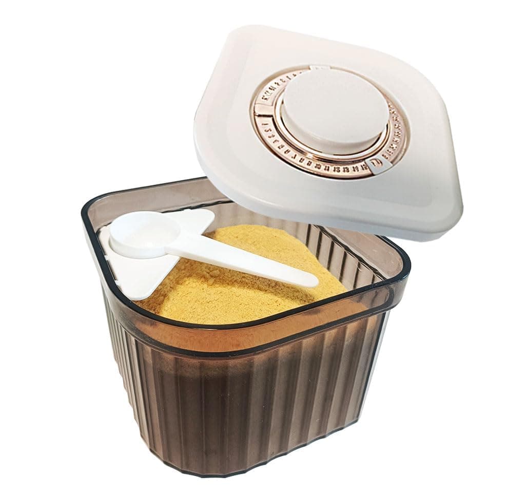 Pop Top Containers with Airtight Date Tracker Lid, Small Food Storage Container, Sealed Dispenser with Spoon, Pantry Storage for Sugar, Spices, Coffee, Tea, Candy, 0.8L / 27oz