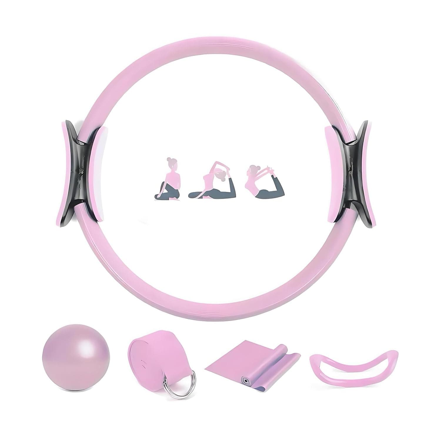5 Pcs Pilates Essentials Kit for Women, Home Workout Equipment Set with 9.8” Ball, Magic Circle, Accessories, Perfect for Beginners to Toning & Fitness