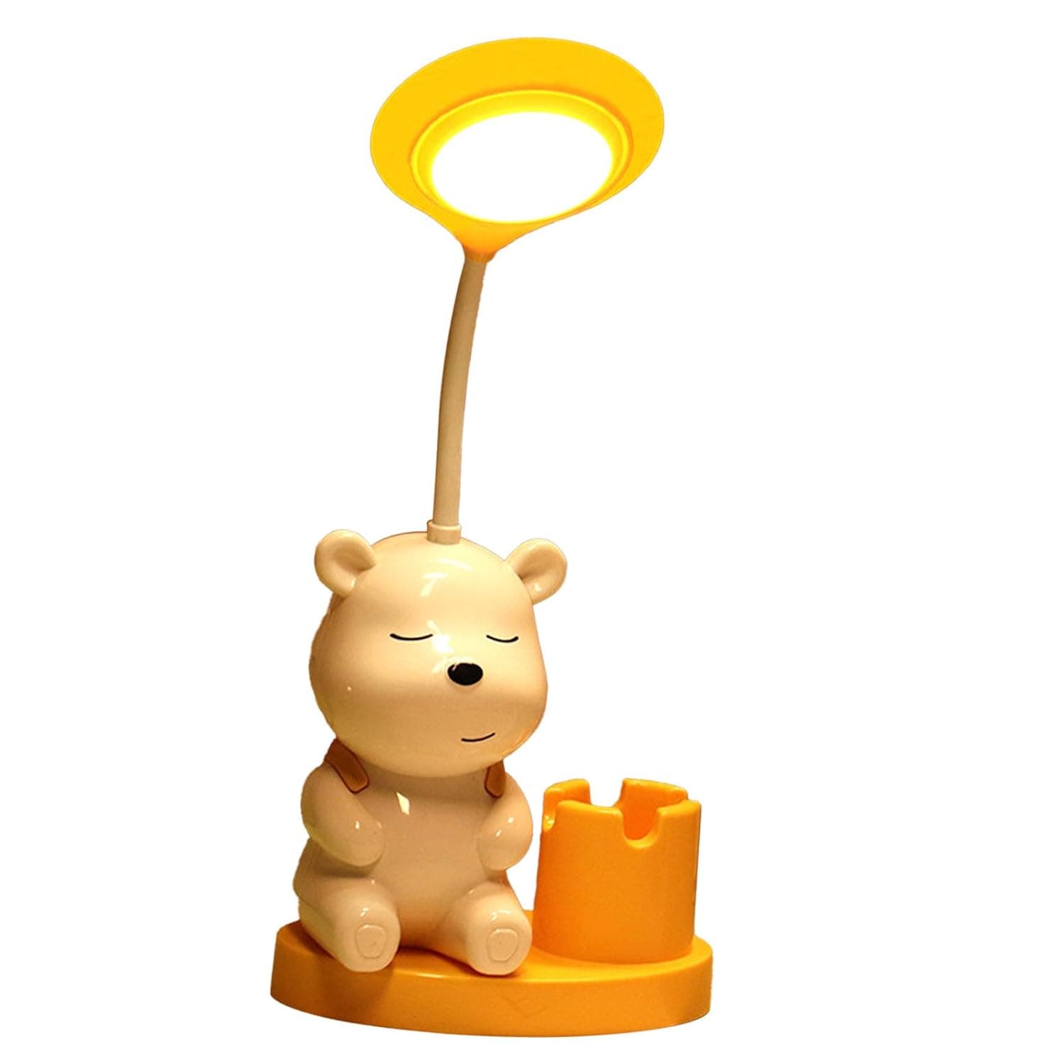 Generic Table Lamp LED Cartoon Eye Caring USB Rechargeable for Kids Study Room 7.5x9.8x29.3cm (Yellow)